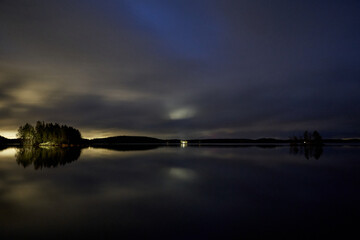 reflection in water at night
