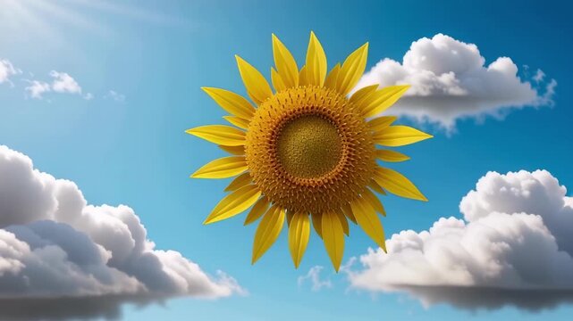 Sunflower field with blue sky and clouds wallpaper aesthetic summer background nature landscape image hd