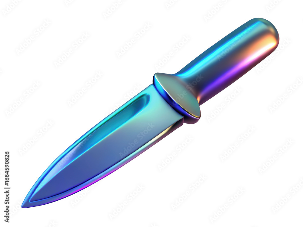 Aufkleber iridescent dagger with vibrant reflections on background 3d illustration isolated on transparent bac