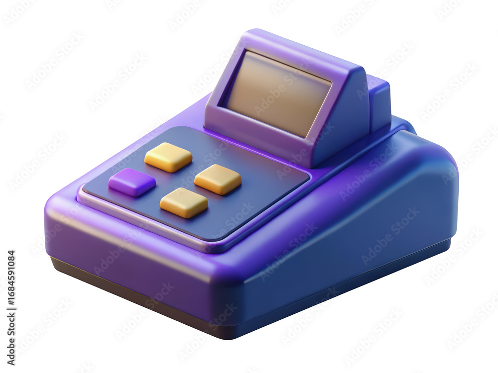 Aufkleber isometric point of sale terminal with screen buttons payment machine 3d illustration isolated on tra