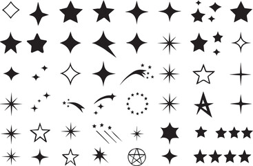 Fototapeta premium Black and White Star Icon Set Minimal Vector Illustrations for Web, Print, UI & Graphic Design Projects