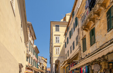 Corfu old town in Greece on a summer day.
