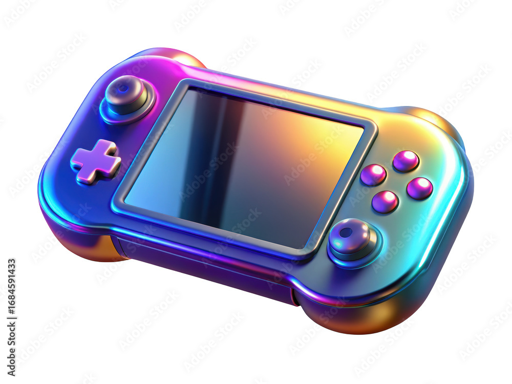 Aufkleber metallic portable video game console device on background 3d illustration isolated on transparent ba