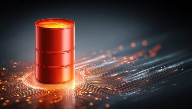 Red oil barrel on circuit board