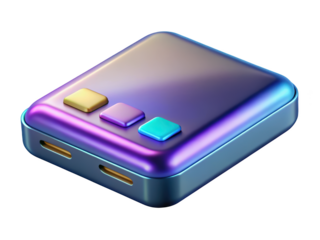 Modern device with buttons and ports on background 3d illustration isolated on transparent background