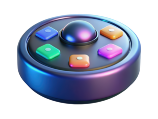 Modern round game controller with buttons creative design 3d illustration isolated on transparent background