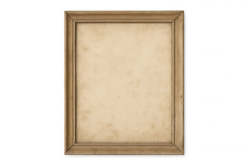 Wooden picture frame with aged empty canvas and transparent background, creating an antique and classic look, ideal for showcasing artwork or designs