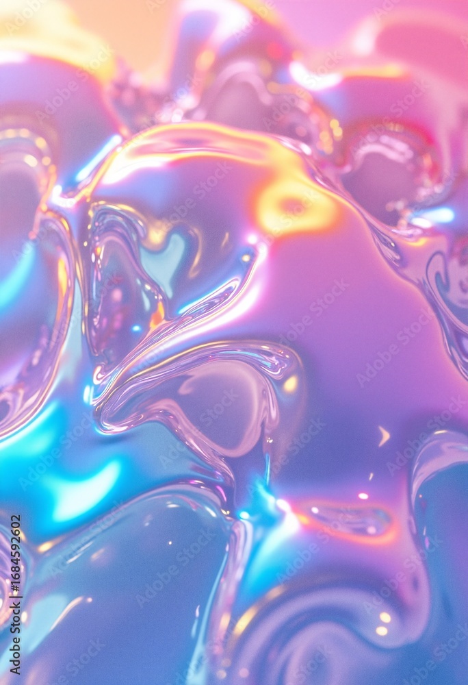 Poster holographic slime-like blobs with flowing gradient