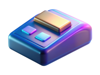 Payment terminal pos device with gold card reader and buttons on 3d illustration isolated on transparent background