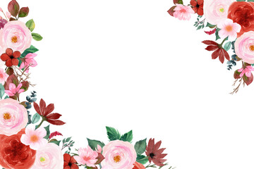 Watercolor flowers background vector for design.