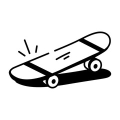 A doodle style icon depicting skateboard
