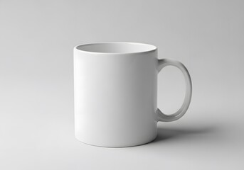Fototapeta premium Clean, Empty White Ceramic Mug Isolated on a Bright Background, Perfect for Custom Design or Branding Mockups