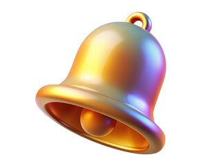 Shiny golden notification bell close up isolated on background 3d illustration isolated on transparent background