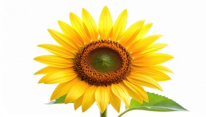 Obraz premium A radiant sunflower in full bloom, its vibrant yellow petals surrounding a dark center, showcases nature's inherent beauty and resilience.