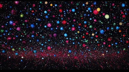 Vibrant Array of Colorful Spheres in Dark Background with Bokeh Effect Celebration of Light Festival with Multicolored Dots