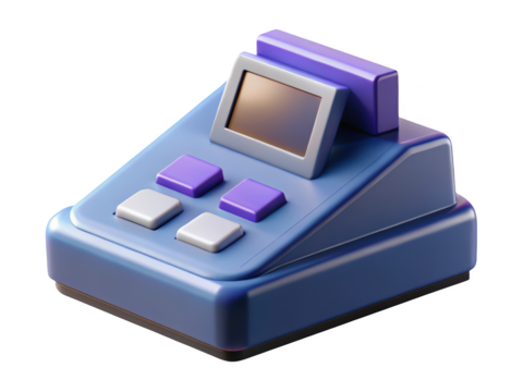 Stylized point of sale system isometric view payment terminal icon 3d illustration isolated on transparent background