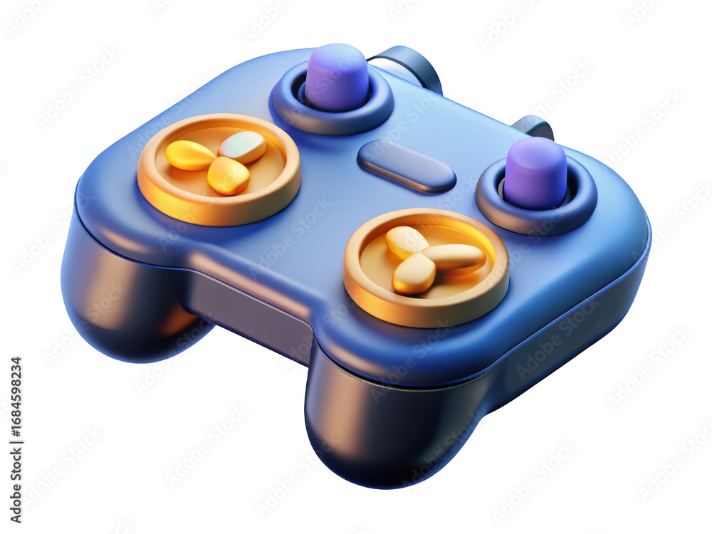 Poster stylized video game controller with unique color palette for gaming concepts 3d illustration isolate