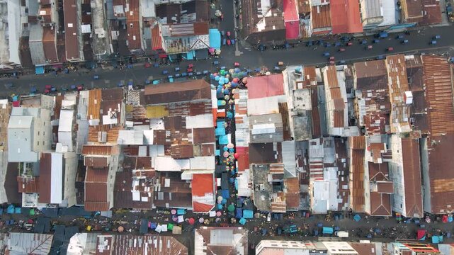 Pasaje Paquito In Belen Market, Iquitos, Peru - Aerial Top Down