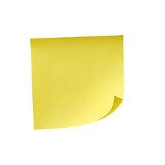 a yellow sticky note curled corner on transparent background