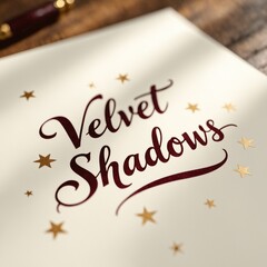 Velvet Shadows – smooth calligraphy in deep burgundy with metallic gold stars textures