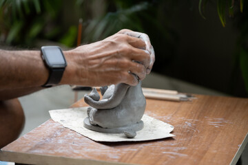 Eco friendly Ganesh Ganpati idol or murti, home made. 