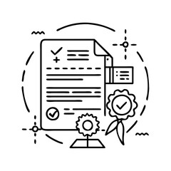 Document with checkmark and seal icon