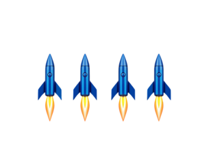 Blue Rockets Launching Space Exploration and Progress