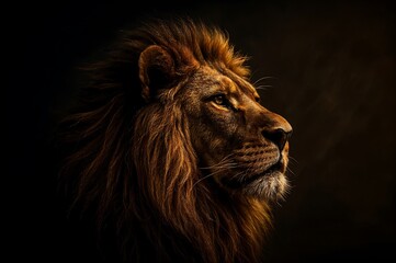 Fototapeta premium Lion Head Profile Portrait Close Up