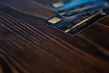 Customer using credit card for payment to owner business. cashless technology and credit card payment concept. through the internet for convenience.