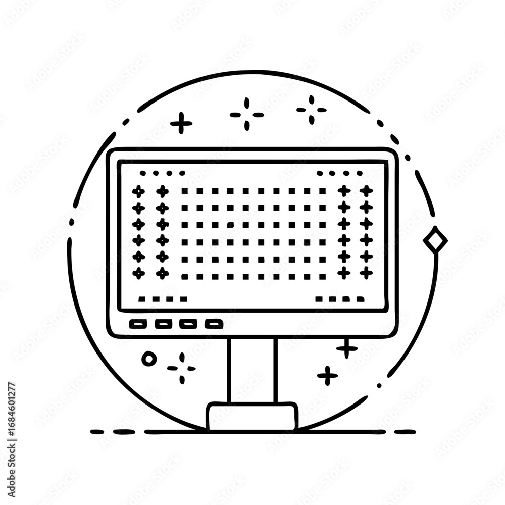 Poster computer monitor displaying data points icon