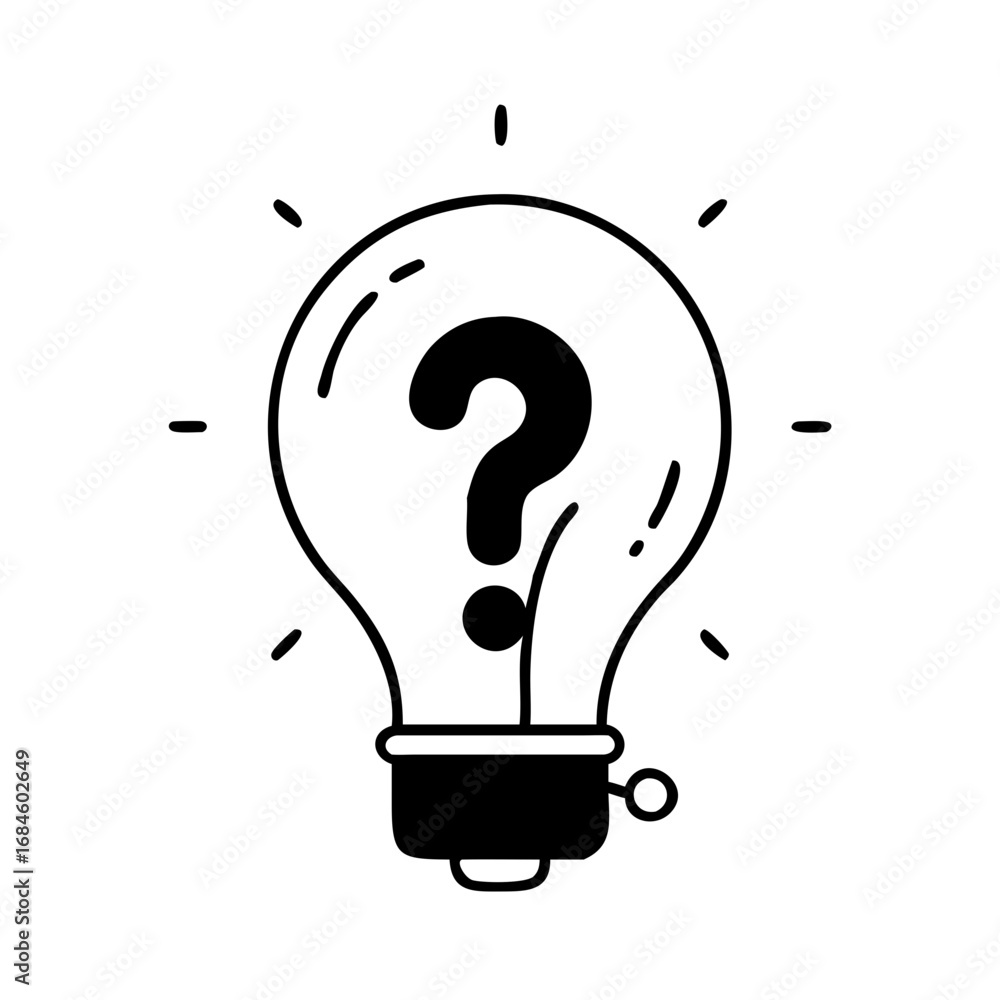 Poster light bulb with question mark inside icon