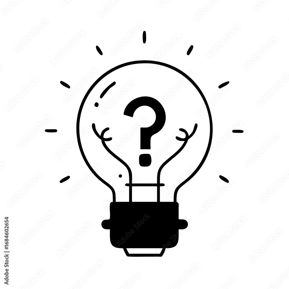 Poster light bulb with question mark inside icon