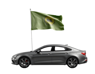 Car with Flag Transportation and Emblem