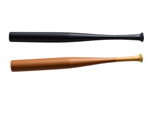 Baseball Bats Black and Brown Color Options on Transparent Backdrop