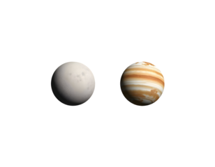 Planetary Spheres A Comparative Depiction of a Moon and a Gas Giant