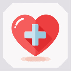 Obraz premium Heart shape with a medical cross symbol, symbolizing health and care