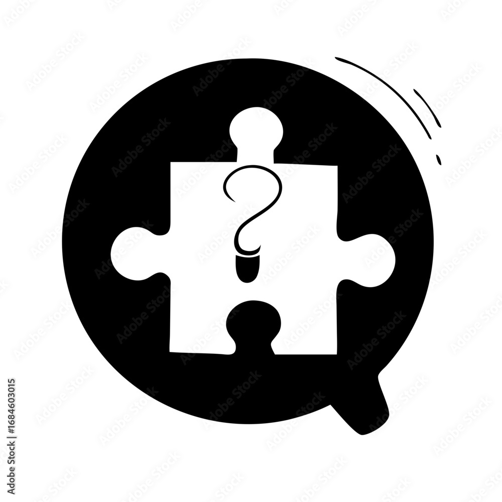 Aufkleber puzzle piece with question mark inside a speech bubble, representing a question or problem icon