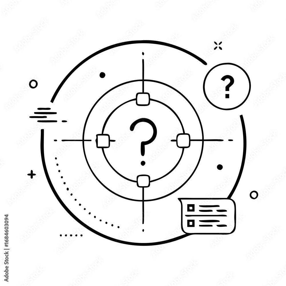 Aufkleber target with question mark and checklist icon