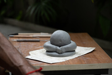  crafting an eco-friendly clay Ganesh idol for Ganesh Chaturthi 
