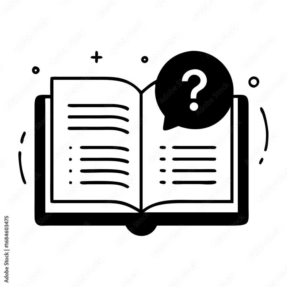 Fototapete open book with a question mark in a speech bubble, representing a question or a query icon