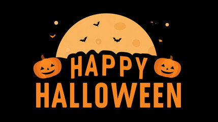 Halloween Night: Spooky design featuring carved pumpkins, bats, a full moon, and text greeting. This graphic encapsulates the essence of the festive season, perfect for themed projects.