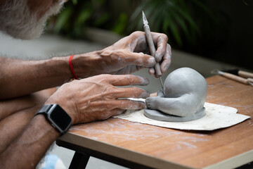 Eco friendly Ganesh Ganpati idol or murti, home made. 