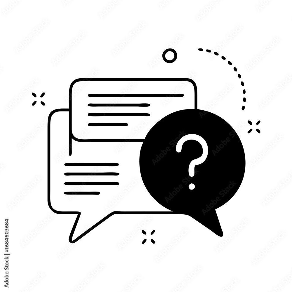 Aufkleber chat message icon with question mark, representing communication and inquiry icon