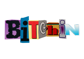 Ransom word "bitchin" from printout magazine cutout, collage element for graphic design isolated on transparent background