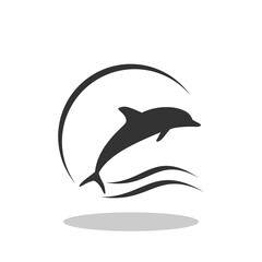 Obraz premium Dolphin logo icon with shadow