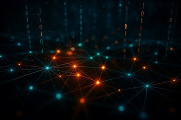 Obraz premium Abstract Network with Binary Code