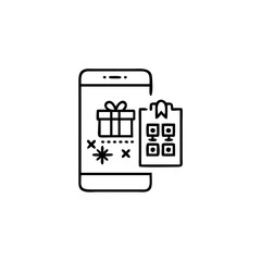 Mobile phone displaying a gift box and qr code icon