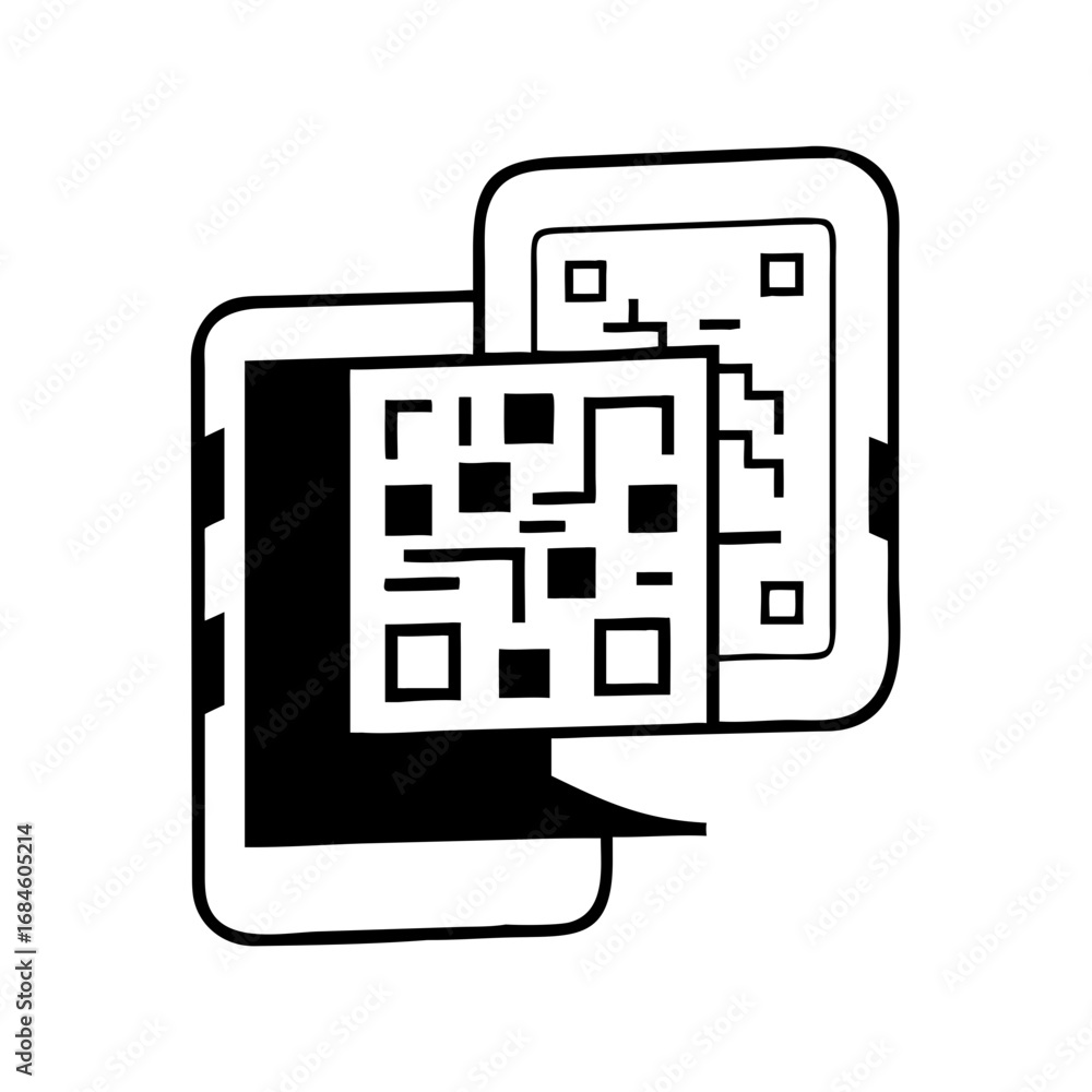 Poster two smartphones displaying qr codes, one partially obscuring the other icon