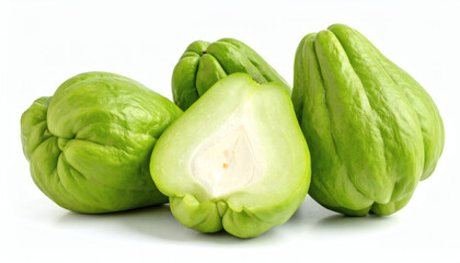 Fototapeta premium Fresh Chayote Isolated on White Background for Vegetable, Culinary, and Healthy Food Design