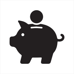  Piggy Bank icon silhouette vector with white background